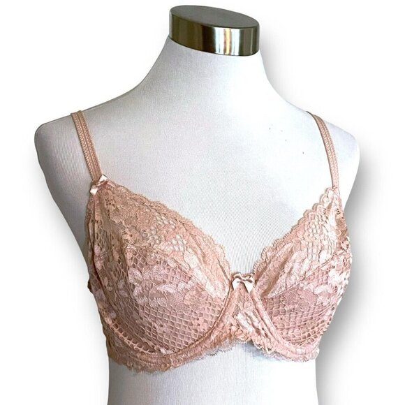 Adore Me 36D Bra Beige Nude Cinthia Unlined Full Coverage Sheer Lace Underwire - Picture 2 of 8